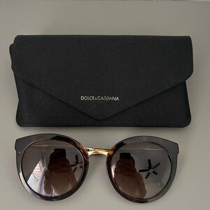 Dolce & Gabbana Black and Tortoise Shell Women’s Sunglasses with Gold Bridge